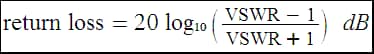 The Formula of Return Loss by Using VSWR