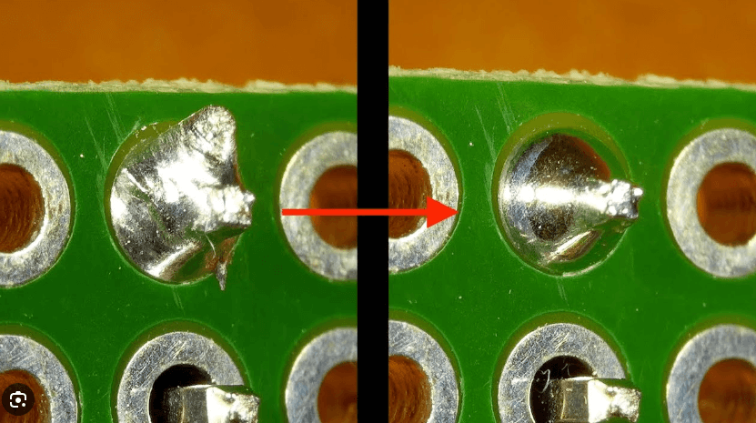 Green circuit board with holes.