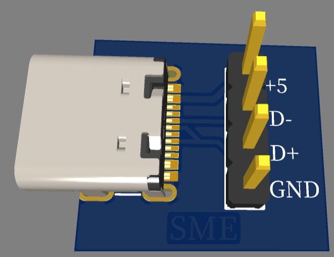 USB Type C Female to 2.54mm Header Breakout Module