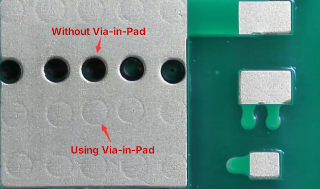 with and without via-in-pad