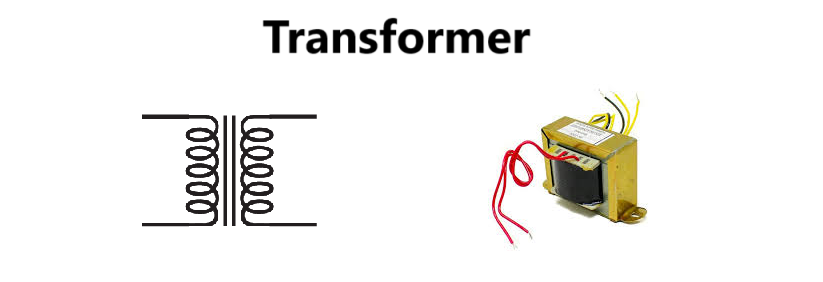 Wire wound step down transformer with symbol