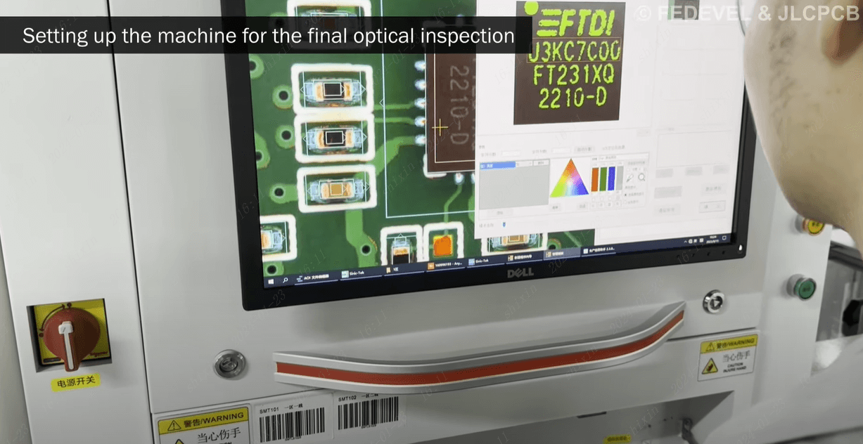 setting up the machine for the final optical inspection