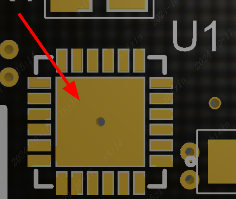 Thermal pad of BMS IC with designator U1 for better heat transfer and heat dissipation