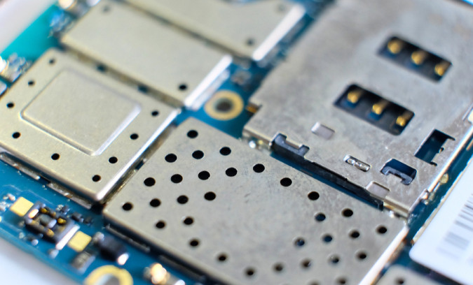 Close-up view of motherboard